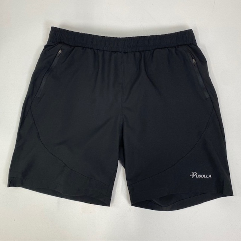 Pudolla Men's Running Shorts Zip Pockets Athletic Training Black XL‎